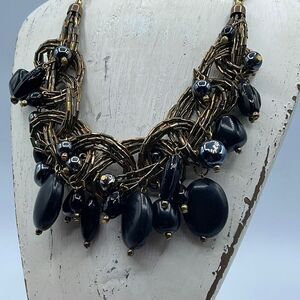 Bohemian inspired statement necklace  bold chunky textured